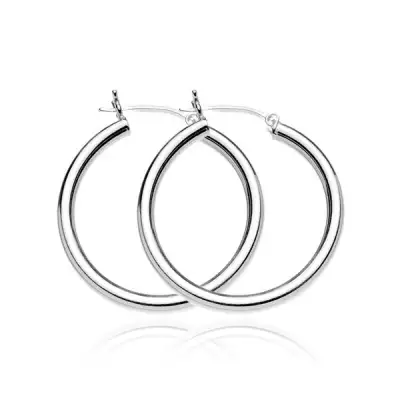 Ezüst fülbevaló - vastag fényes karika, 25 mm