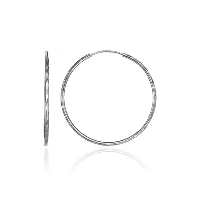 Karika fülbevaló ezüstből - ovális bemarások, 25 mm