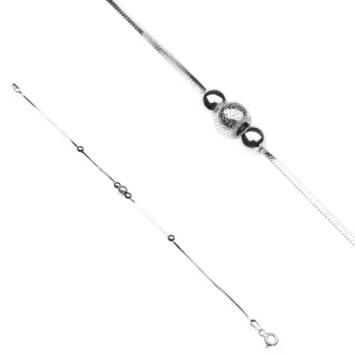 Sterling ezüst karkötő - mintázott és fényes golyócskák