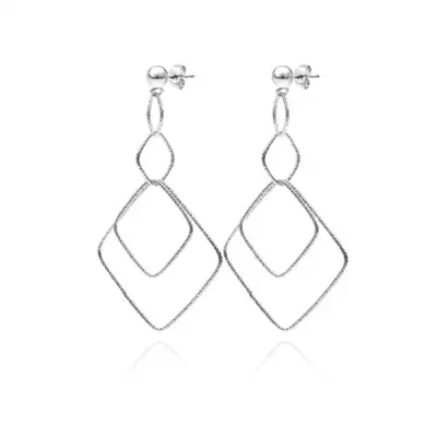 Bedugós 925 ezüst fülbevaló - összekapcsolt négyzetek