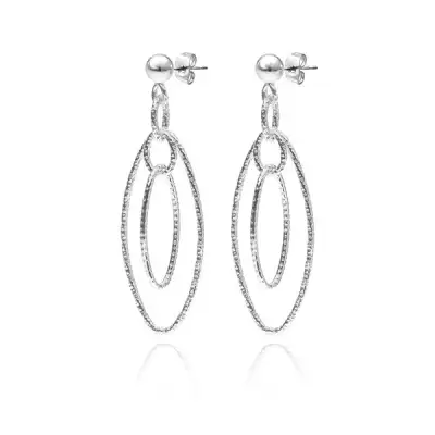 Fülbevaló ezüstből - függő oválisok recés mintával