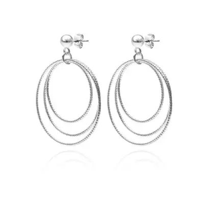 Bedugós ezüst fülbevaló - három mintázott karika