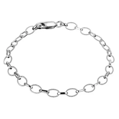 Karkötő 925 ezüstből - mintázott és fényes ovális láncszemek