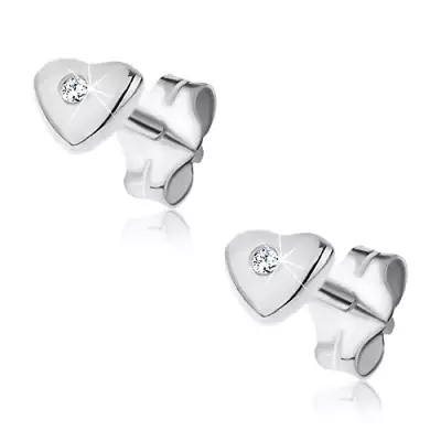 Fülbevaló 925 ezüstből - domború szívecske bevágással és cirkóniával
