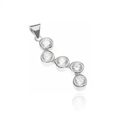 Ezüst medál - öt kerek cirkónia cikk-cakk vonalban