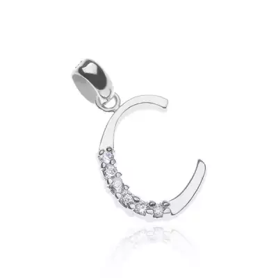 Ezüst medál - C betű, cirkonköves díszítés