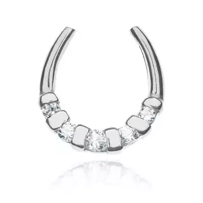 Függő 925 ezüstből - fényes patkó, cirkonkövek és ezüst sávok