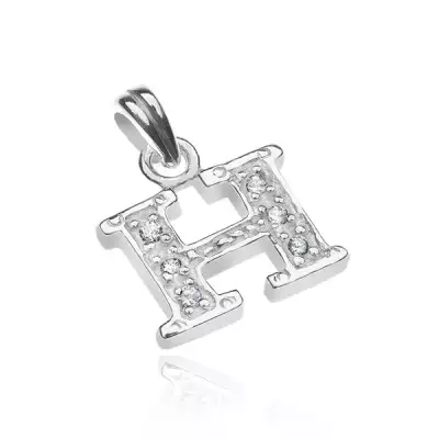 925 ezüst függő - pontokkal díszített H betű cirkonkövekkel