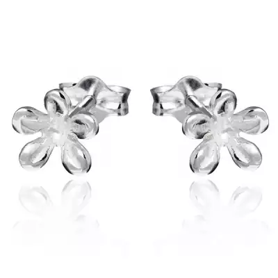 Ezüst fülbevaló - fényes virág