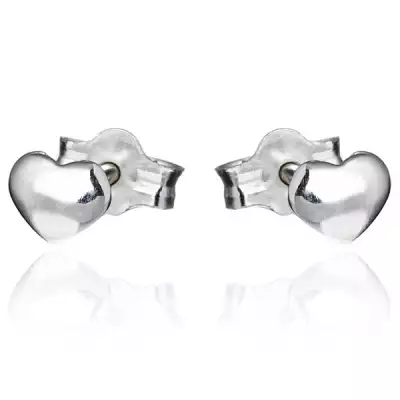 Stekkeres ezüst fülbevaló - fényes domború szívecske