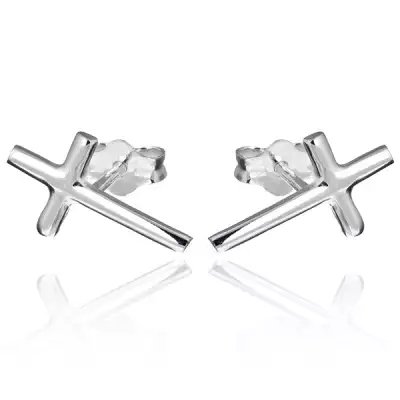 Bedugós fülbevaló 925 ezüstből - egyszerű latin kereszt