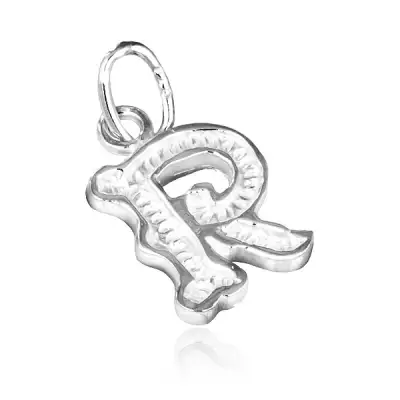 R betű medál 925 ezüstből, mintás szegéllyel