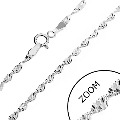 Ezüst nyaklánc - spirál alakba csavart téglalapok, 2 mm