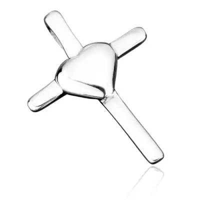 Ezüst medál - latin kereszt szívecskével a közepén