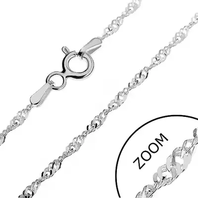 925 ezüst nyaklánc - sűrű lapos láncszemek spirál alakban, 1,8 mm