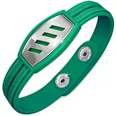 Gumikarkötő sötétzöld színben acéltáblával