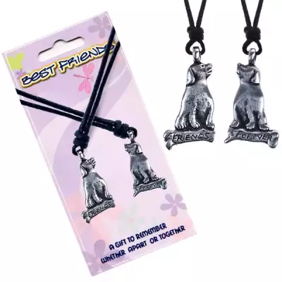BEST FRIENDS nyakláncok - kutya formájú medál, Friends és Forever felirat
