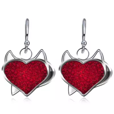 Függő fülbevaló 925 ezüstből - ördögi szívek, cirkóniák