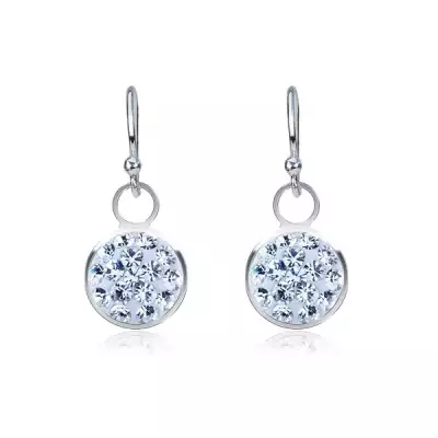 Ezüst fülbevaló - függő, tiszta cirkóniák foglalatban, 7 mm