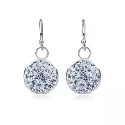 Fülbevaló 925 ezüstből - karikák horgokon tiszta cirkóniákkal, 9 mm