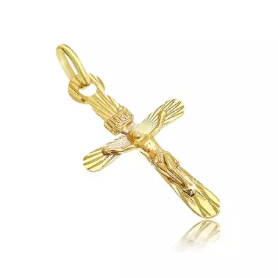 Medál 14K aranyból - ovális kereszt kitüremlő Krisztussal