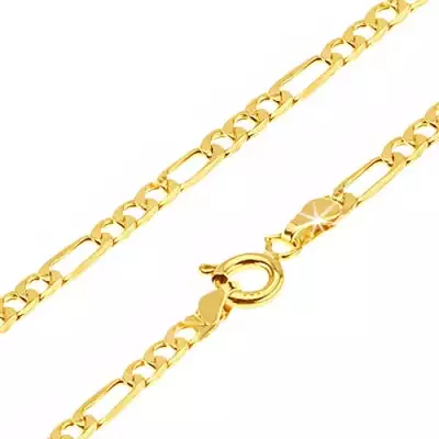 Fényes arany nyaklánc - három ovális és egy hosszúkás szem, 550 mm