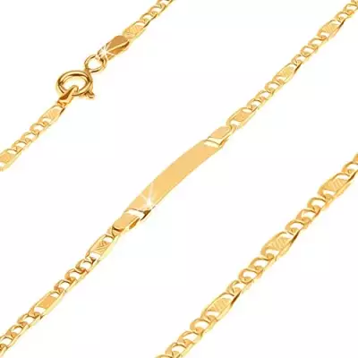 Arany karkötő lemezzel - három szélesebb szem és rácsos rész