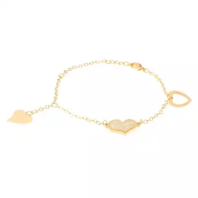 Aranyszínű acél karlánc, kontúr szív, szabályos és szabálytalan szív