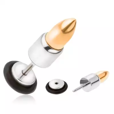 Hamis acél fülplug, arany-ezüst színű töltény
