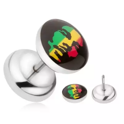 Hamis plug fülbe sebészeti acélból, Rastafarian motívum