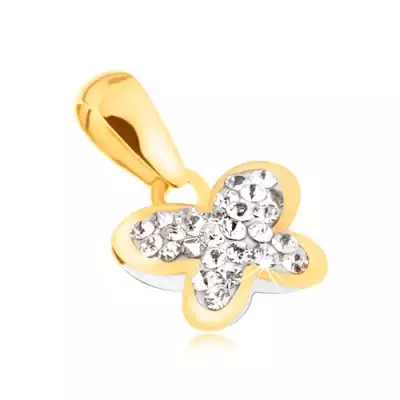 585 arany medál - lepke átlátszó kövekkel kirakva, csillogó körvonal