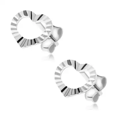 Egyenletes szív rovátkolt felülettel, fülbevaló 925 ezüstből