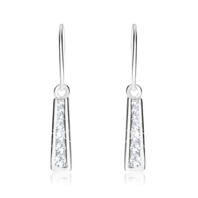 Függő trapéz fülbevaló átlátszó cirkóniával, 925 ezüst