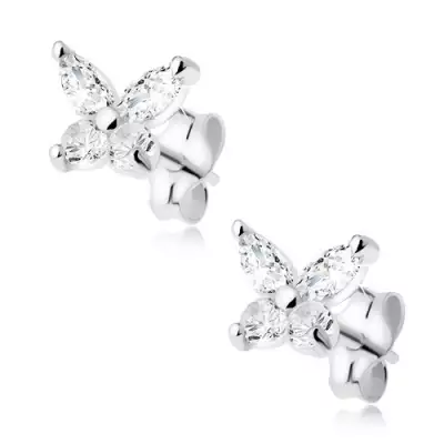 Átlátszó cirkóniás pillangó, fülbevaló 925 ezüstből