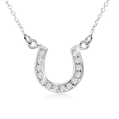 Nyaklánc 925 ezüstből, ragyogó patkó tiszta kövekkel