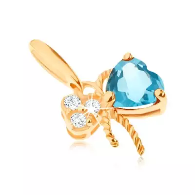 375 arany medál - masni, kék topázzal és átlátszó cirkóniákkal díszítve