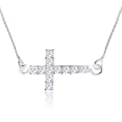 Nyakék 925 ezüstből, spirálos lánc, latin kereszt cirkóniákból