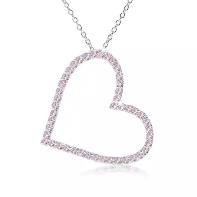 Nyakék 925 ezüstből, szimmetrikus szívkörvonal rózsaszín cirkóniákból
