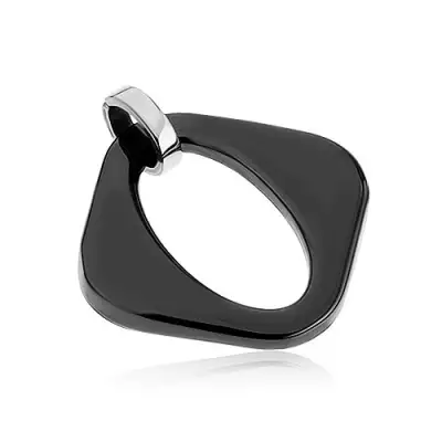 Kerámia medál fekete színben, rombusz ovális kivágással