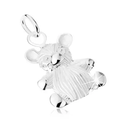 925 ezüst medál - fényes kicsi maci, gravírozott felület