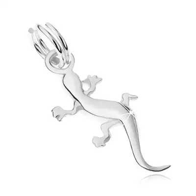 Medál 925 ezüstből, fényes gyík, részletesen kivágott vonalak