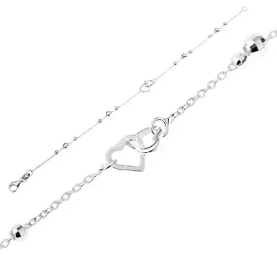 925 ezüst karkötő - enyhe lánc csillogó golyókkal, szívkörvonal