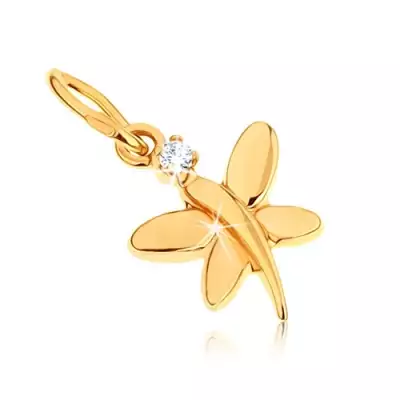 375 arany medál - fényes lepke kerek átlátszó cirkóniával 