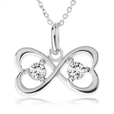 Nyakék 925 ezüstből, masni két szív körvonalból, átlátszó cirkóniák