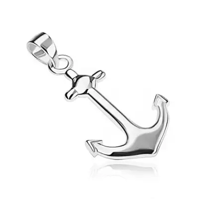 925 ezüst medál, fényes tengerész horgony, láncszem