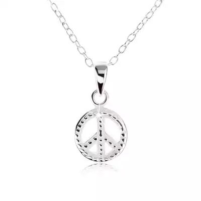 Nyakék 925 ezüstből, medál - béke jel, gravírozott golyók