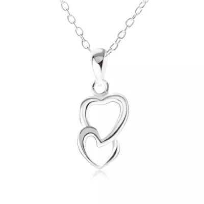 925 ezüst nyakék, medál két egymásba fonódott szívkörvonalból