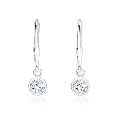 Csillogó fülbevaló 925 ezüstből, kerek átlátszó cirkónia, 5 mm