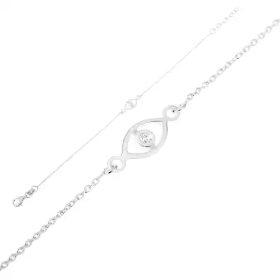925 ezüst karkötő, szemecske kerek átlátszó cirkóniával, állítható