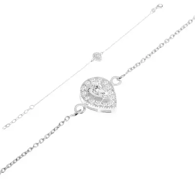 Karkötő 925 ezüstből, könnycsepp alakú cirkónia és csillámok a teljes felületen